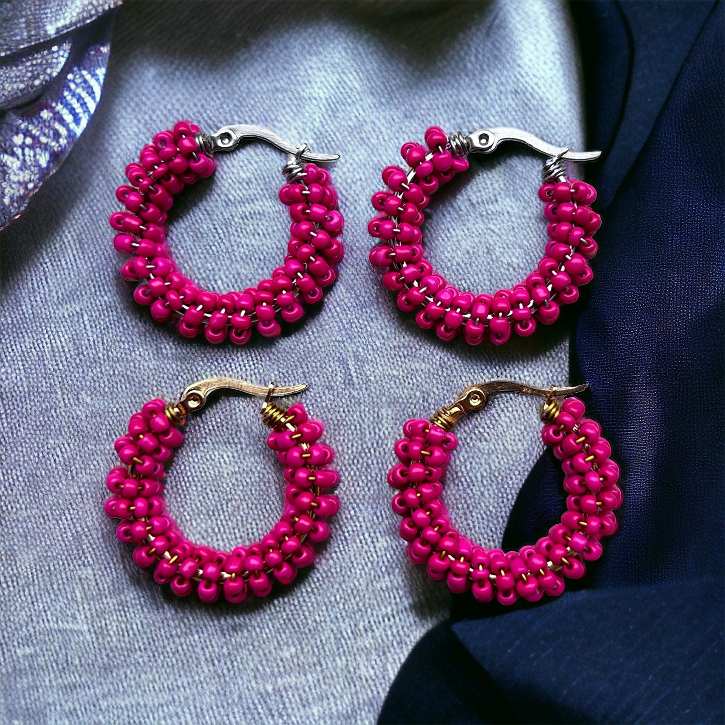 Oorbellen kraaltjes | Fushia