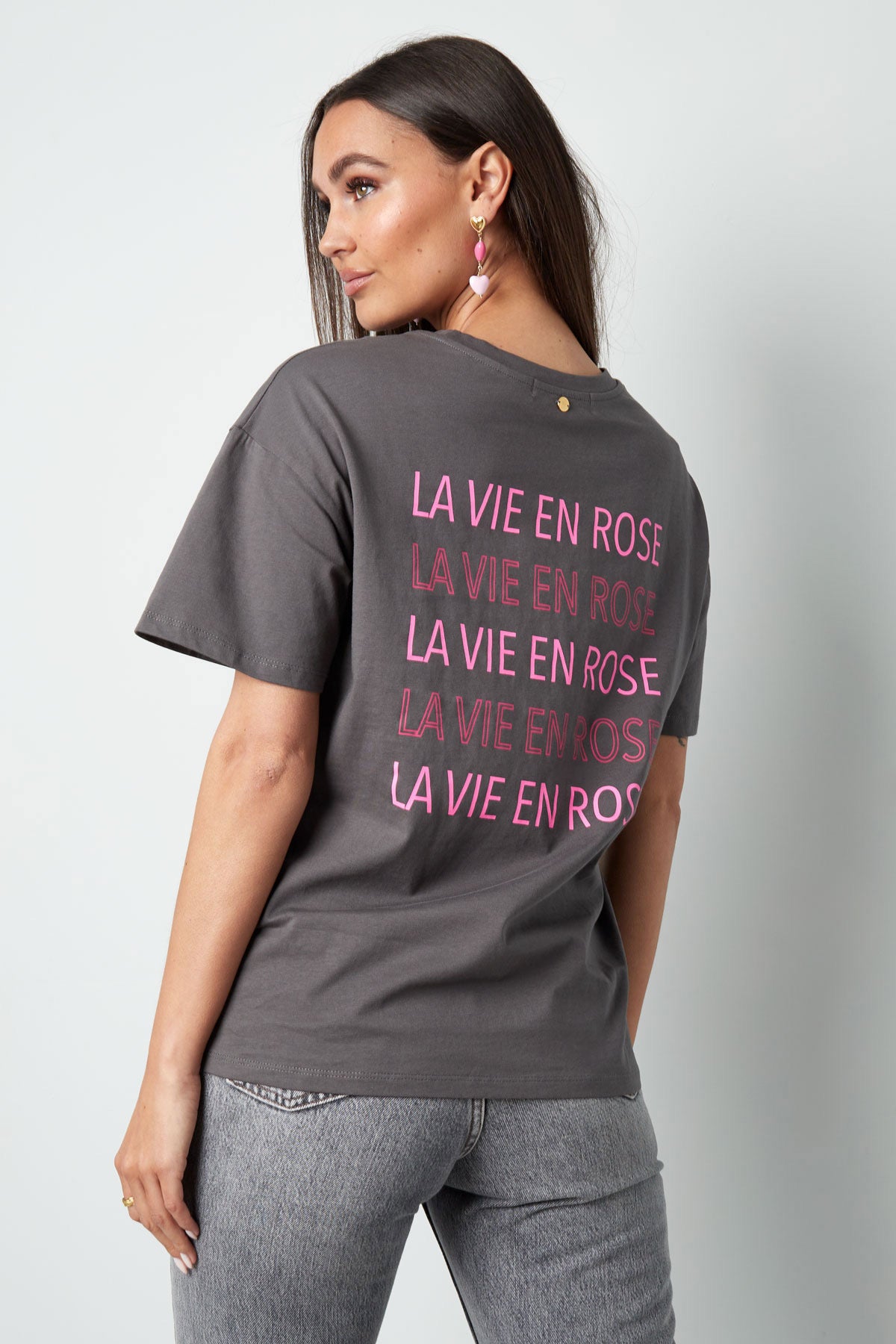 Tshirt La vie en rose | Donkergrijs