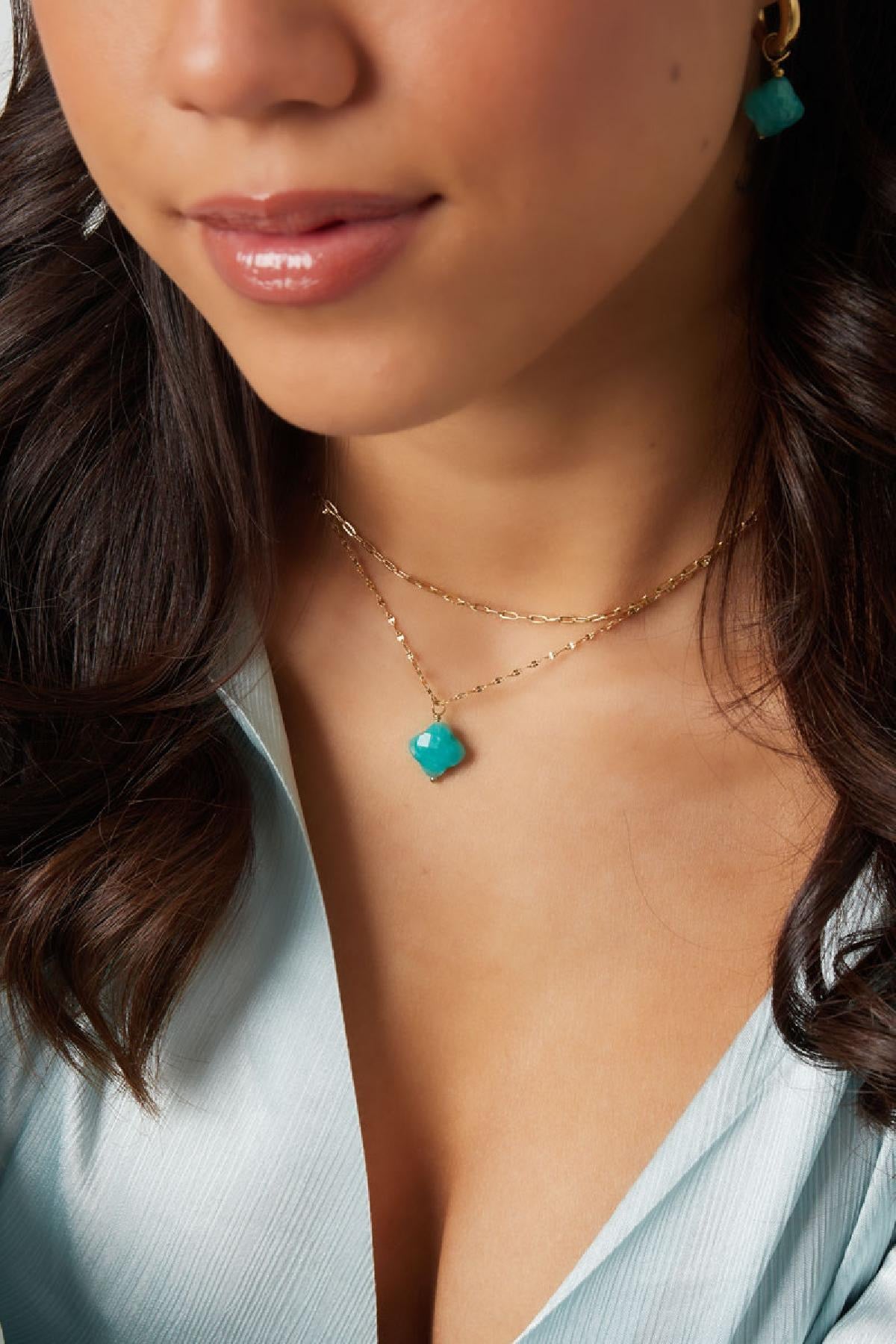 Ketting Dubbel natuursteen | Paars