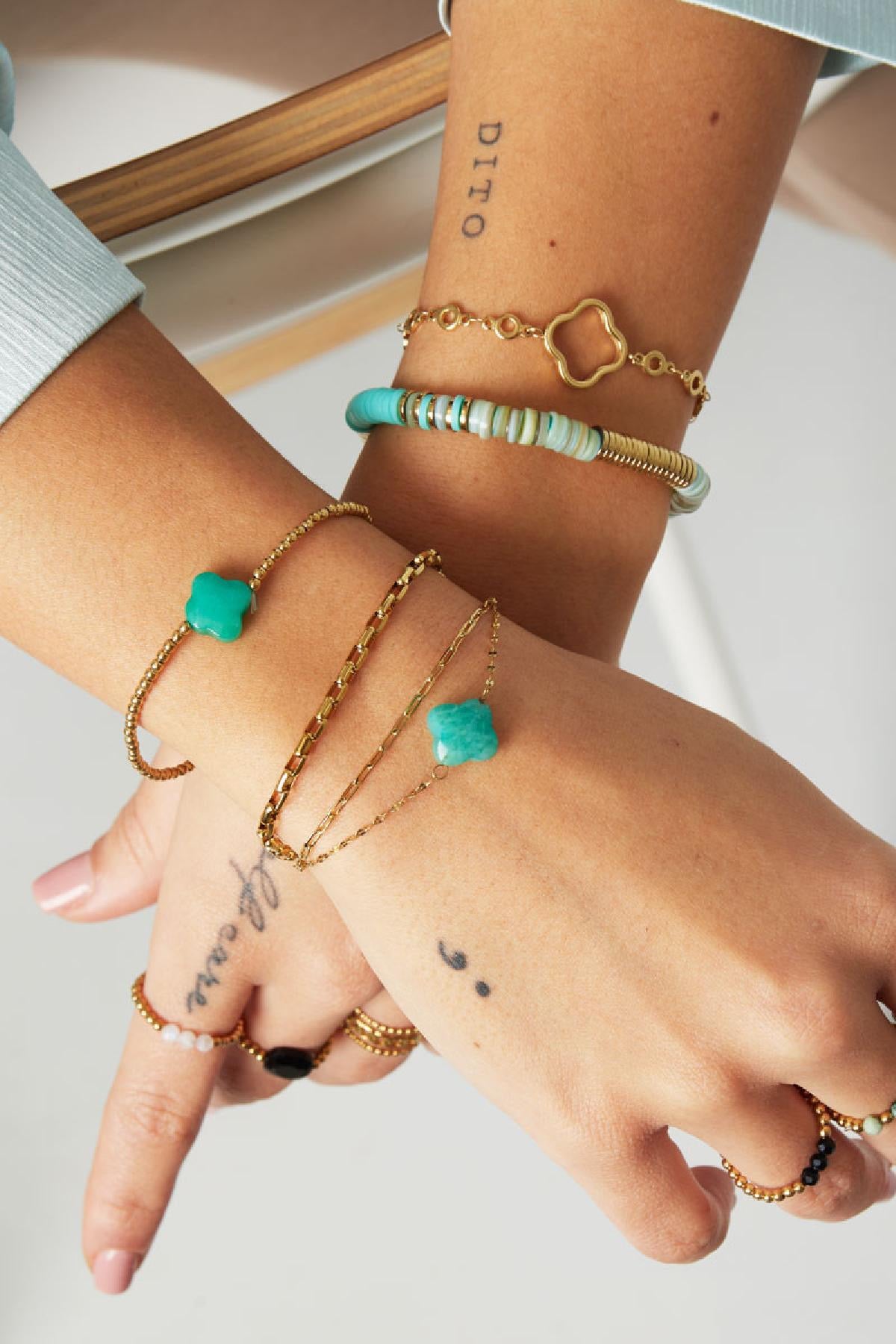 Armband Dubbel Natuursteen | Turquoise