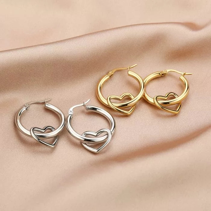 Oorbellen Ring met Hartje