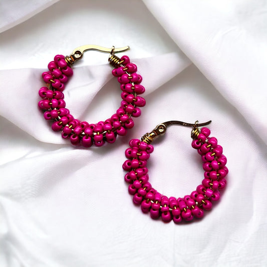 Oorbellen kraaltjes | Fushia