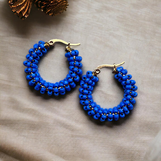 Oorbellen kraaltjes | Kobalt blue