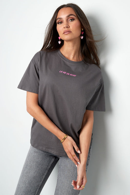 Tshirt La vie en rose | Donkergrijs