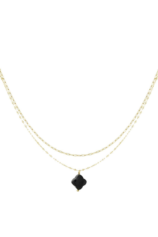Ketting Dubbel natuursteen | Zwart