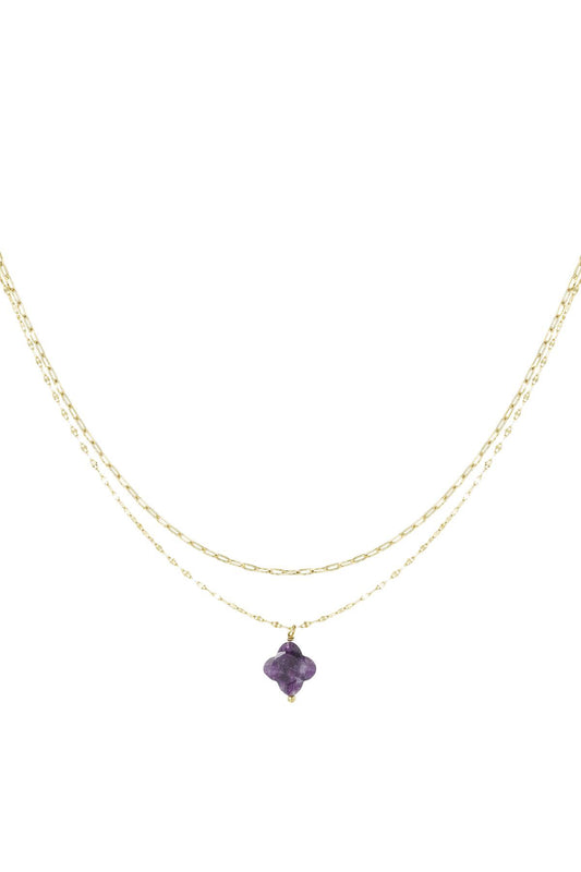 Ketting Dubbel natuursteen | Paars