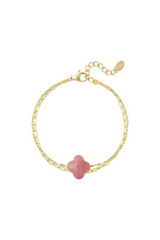 Armband Dubbel Natuursteen | Roze