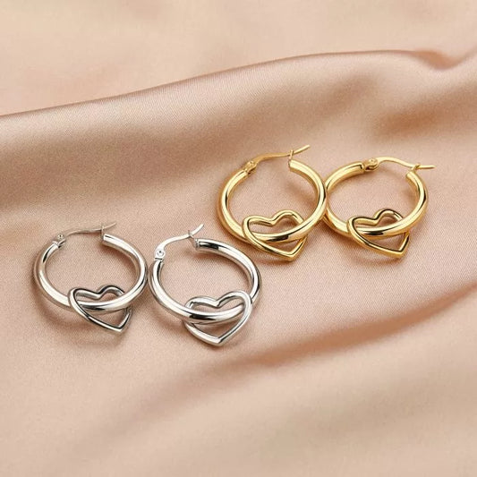 Oorbellen Ring met Hartje